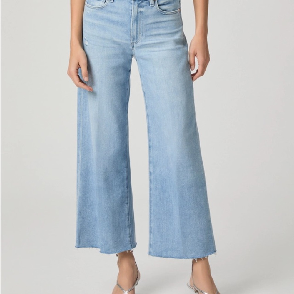 NWT Paige Anessa Wide Leg Jean Size 23 Inseam 27” In Tune Distressed